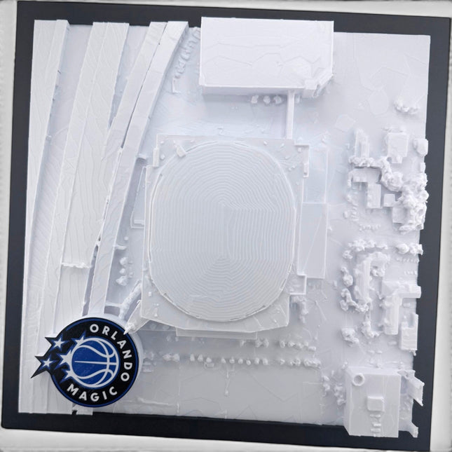 Tidal 3D Printed Orlando Magic Kia Center 3D topographical wall art in a black frame
