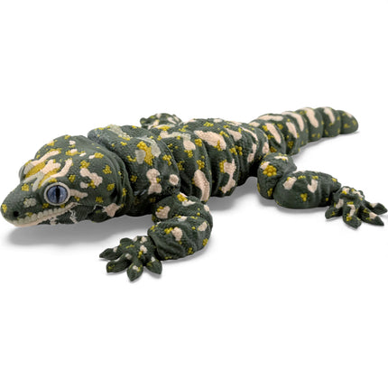 3D Printed Leachie Day Gecko with Realistic Glass Eyes – Olive Green with Printed Markings (9 Inches Long)