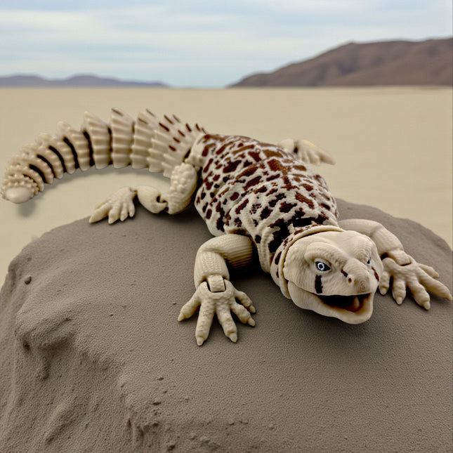 3D Printed Uromastyx Lizard – Beige with Brown Markings (14 Inches Long)