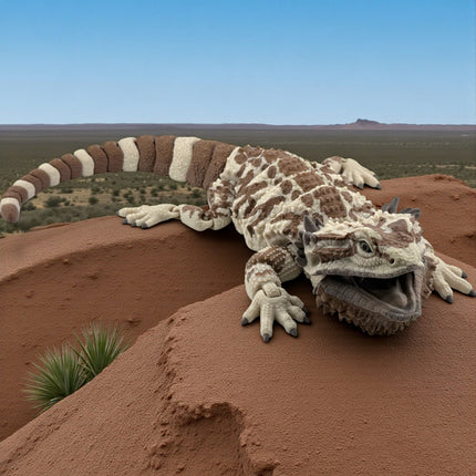 3D Printed Realistic Large Bearded Dragon – Beige with Dark Brown Markings (16 Inches Long)