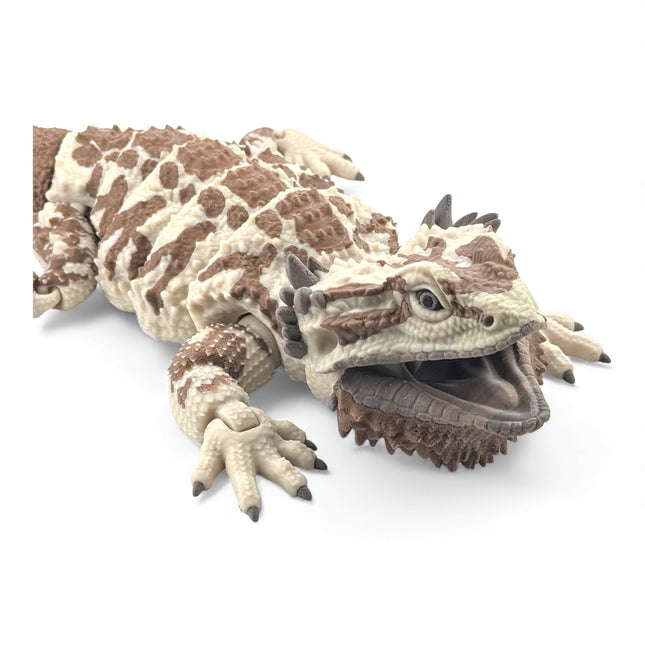 3D Printed Realistic Large Bearded Dragon – Beige with Dark Brown Markings (16 Inches Long)