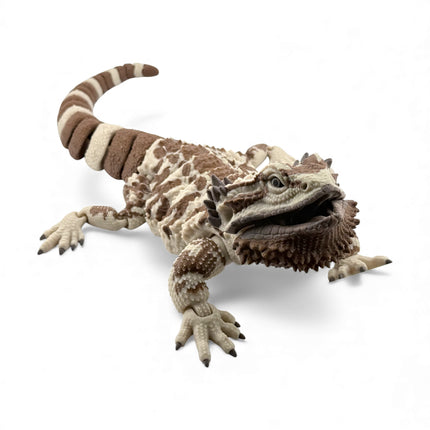 3D Printed Realistic Large Bearded Dragon – Beige with Dark Brown Markings (16 Inches Long)