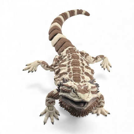 3D Printed Realistic Large Bearded Dragon – Beige with Dark Brown Markings (16 Inches Long)