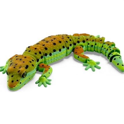 3D Printed Leopard Gecko with Realistic Glass Eyes – Citrus Morph (7.5 Inches Long)