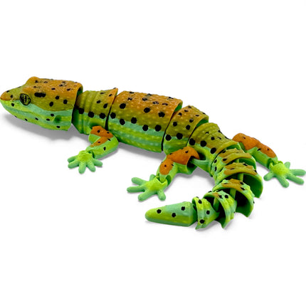 3D Printed Leopard Gecko with Realistic Glass Eyes – Citrus Morph (7.5 Inches Long)
