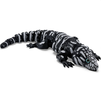 3D Printed Tegu with Realistic Glass Eyes – Black Variant (10 Inches Long)