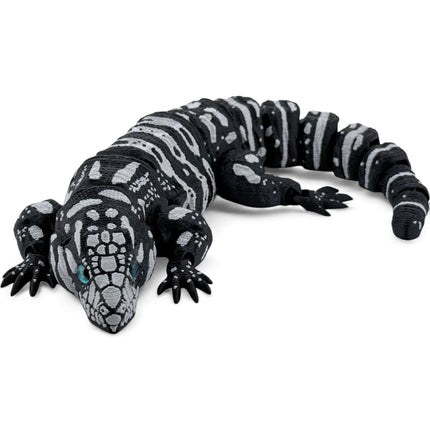 3D Printed Tegu with Realistic Glass Eyes – Black Variant (10 Inches Long)