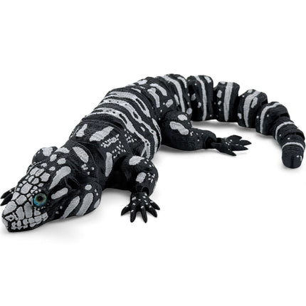 3D Printed Tegu with Realistic Glass Eyes – Black Variant (10 Inches Long)