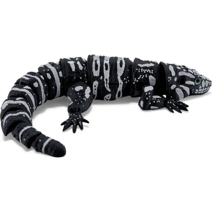 3D Printed Tegu with Realistic Glass Eyes – Black Variant (10 Inches Long)