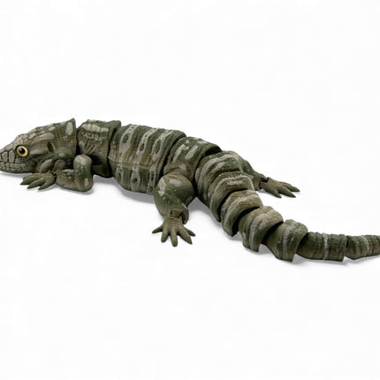 3D Printed Tegu with Realistic Glass Eyes – Camo Colored Variant (10 Inches Long)