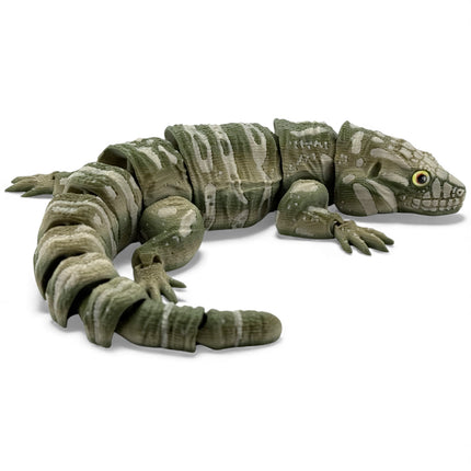 3D Printed Tegu with Realistic Glass Eyes – Camo Colored Variant (10 Inches Long)