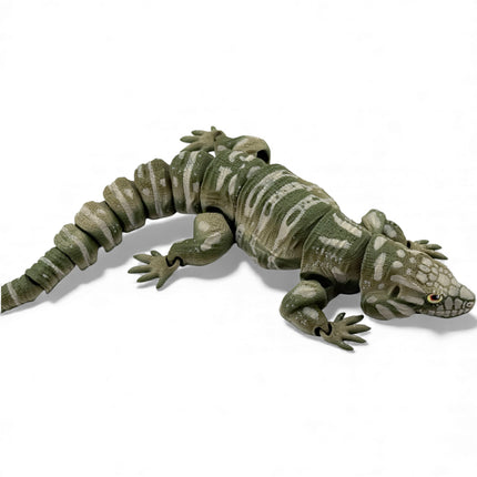 3D Printed Tegu with Realistic Glass Eyes – Camo Colored Variant (10 Inches Long)