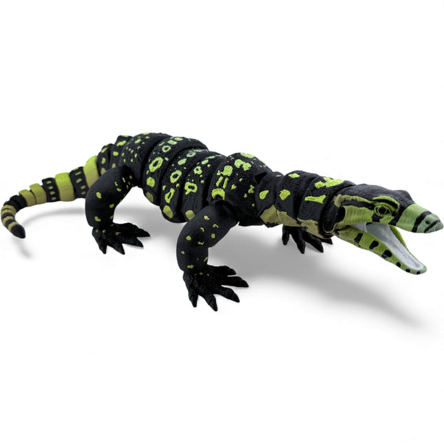 3D Printed Water Monitor – Realistic Articulated Model (Bright Green Gradient)