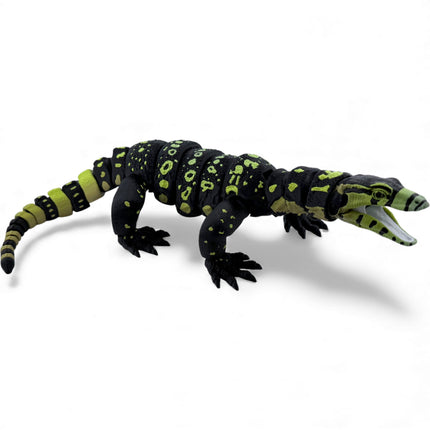 3D Printed Water Monitor – Realistic Articulated Model (Bright Green Gradient) Matcha Morph