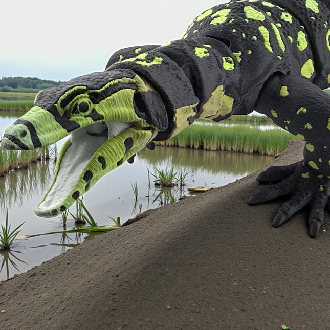 3D Printed Water Monitor – Realistic Articulated Model (Bright Green Gradient)