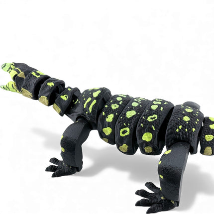 3D Printed Water Monitor – Realistic Articulated Model (Bright Green Gradient) Matcha Morph