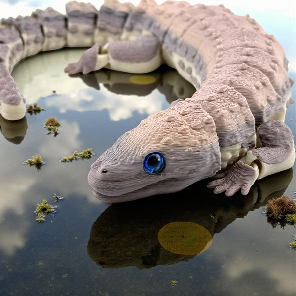 3D Printed Articulated Earless Monitor Lizard – Brown Gradient Variant with Realistic Glass Eyes
