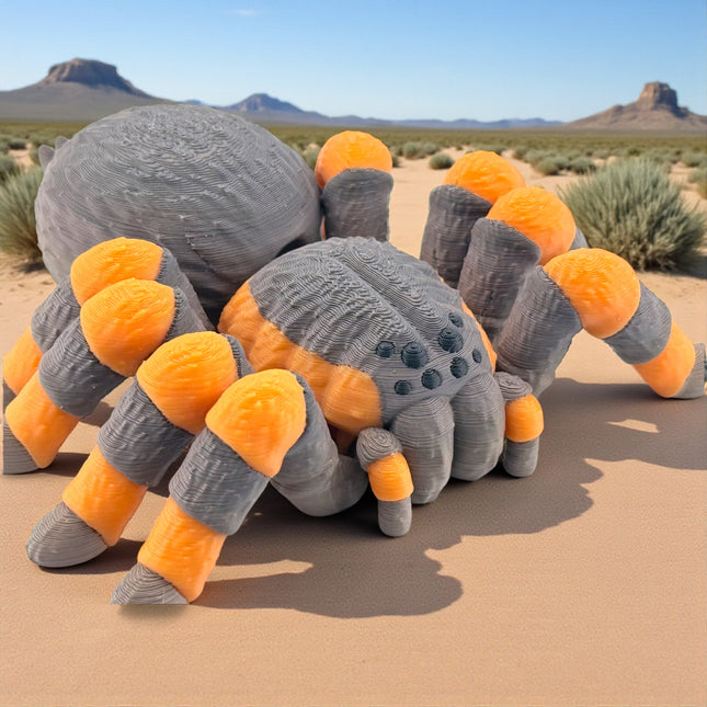 3D Printed Tarantula – Natural Brown & Orange Gradient with Black Markings