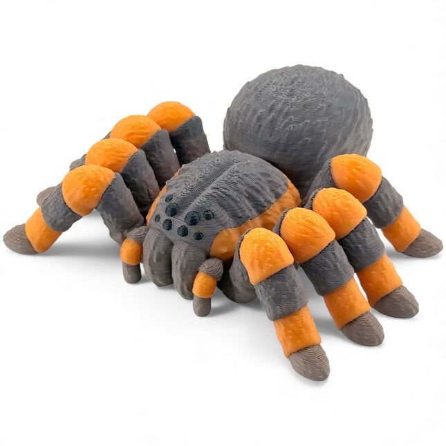 3D printed Tarantula figurine, brown and orange gradient top view