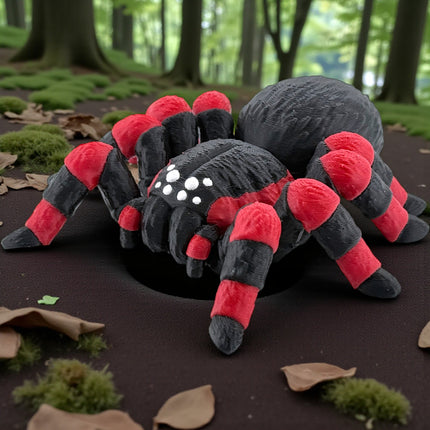 3D Printed Tarantula – Red & Black with White Spots