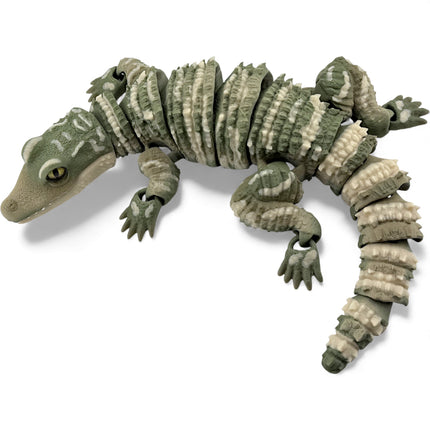 3D Printed Baby Alligator with Realistic Glass Eyes – Matte Natural Gradient Green (13 Inches Long)