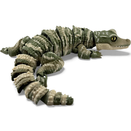 3D Printed Baby Alligator with Realistic Glass Eyes – Matte Natural Gradient Green (13 Inches Long)