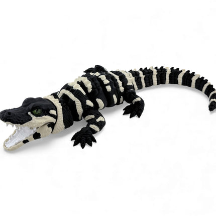 3D Printed Baby Alligator with Realistic Glass Eyes – Black Variant (13 Inches Long)