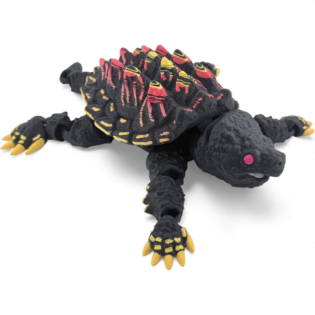 3D Printed Alligator Snapping Turtle – Black with Orange Gradient Highlights (10 Inches Long)