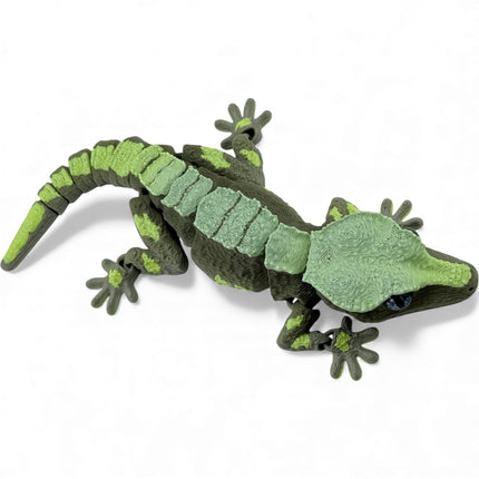 3D Printed Crested Gecko with Realistic Glass Eyes – Green with Green-Gold-Green Top