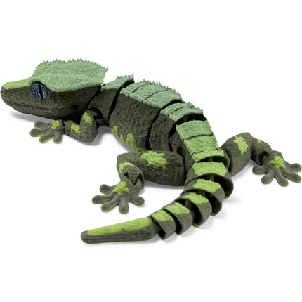 3D Printed Crested Gecko with Realistic Glass Eyes – Green with Green-Gold-Green Top