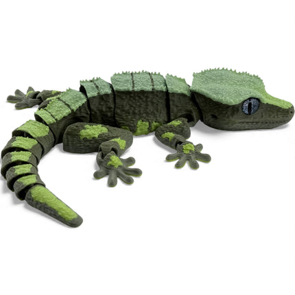 3D Printed Crested Gecko with Realistic Glass Eyes – Green with Green-Gold-Green Top