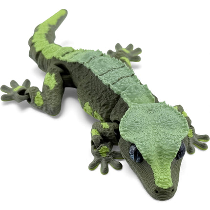 3D Printed Crested Gecko with Realistic Glass Eyes – Green with Green-Gold-Green Top
