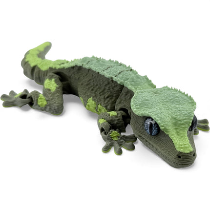 3D Printed Crested Gecko with Realistic Glass Eyes – Green with Green-Gold-Green Top