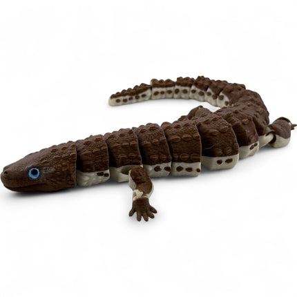 3D Printed Articulated Earless Monitor Lizard – Dark Brown Variant with Realistic Glass Eyes
