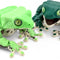 Waxy monkey tree frog figurine, dark green 3D printed with glass eyes