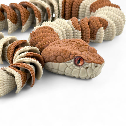 3D Printed Copperhead Snake – Realistic Articulated Model with Glass Eyes
