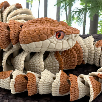 3D Printed Copperhead Snake – Realistic Articulated Model with Glass Eyes