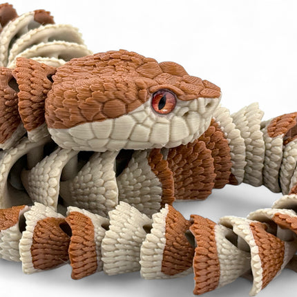 3D Printed Copperhead Snake – Realistic Articulated Model with Glass Eyes