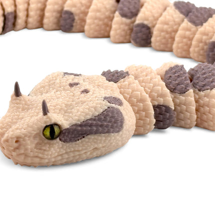 3D Printed Articulated Horned Viper Snake with Realistic Glass Eyes – 23 Inches Long