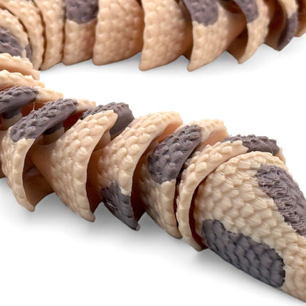 3D Printed Articulated Horned Viper Snake with Realistic Glass Eyes – 23 Inches Long