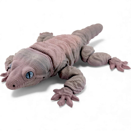 3D Printed Leachie Day Gecko with Realistic Glass Eyes – Natural Brown Gradient (12 Inches Long)
