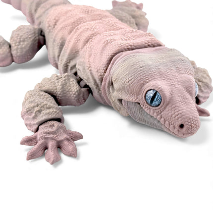3D Printed Leachie Day Gecko with Realistic Glass Eyes – Natural Brown Gradient (12 Inches Long)