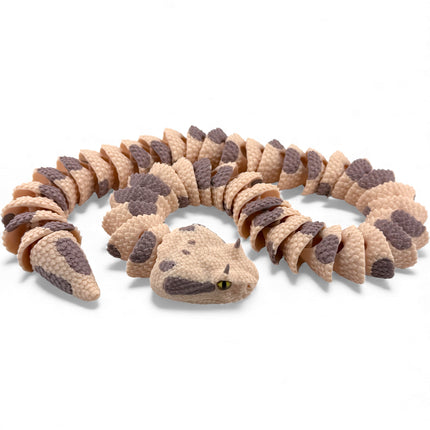 3D Printed Articulated Horned Viper Snake with Realistic Glass Eyes – 23 Inches Long