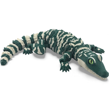 3D Printed Baby Alligator with Realistic Glass Eyes – Dark Green Variant (13 Inches Long)