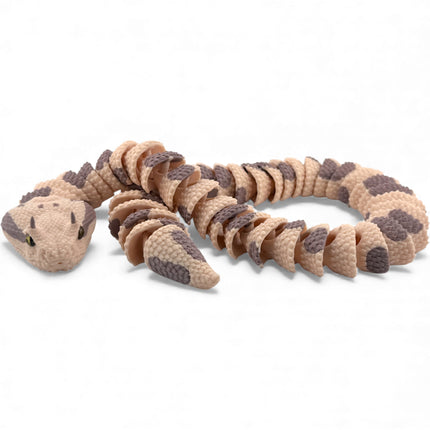 3D Printed Articulated Horned Viper Snake with Realistic Glass Eyes – 23 Inches Long