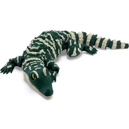 3D Printed Baby Alligator with Realistic Glass Eyes – Dark Green Variant (13 Inches Long)