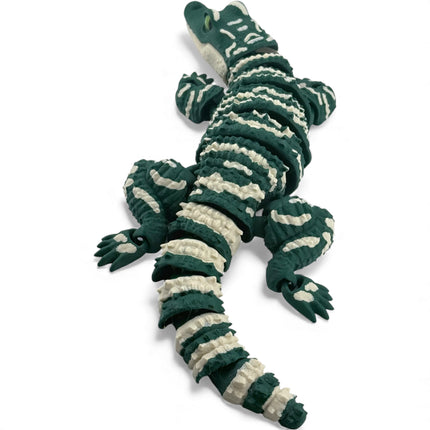 3D Printed Baby Alligator with Realistic Glass Eyes – Dark Green Variant (13 Inches Long)