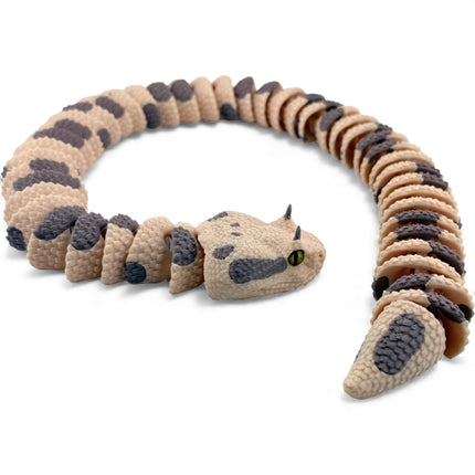 3D Printed Articulated Horned Viper Snake with Realistic Glass Eyes – 23 Inches Long
