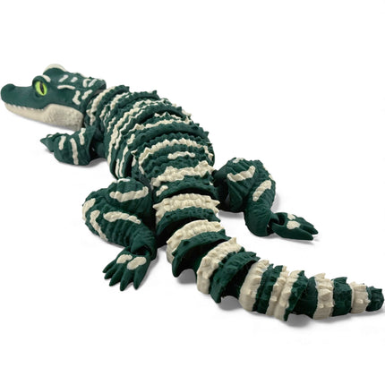 3D Printed Baby Alligator with Realistic Glass Eyes – Dark Green Variant (13 Inches Long)