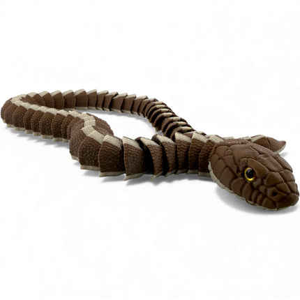 3D Printed Articulated Garter Snake with Realistic Glass Eyes – 25 Inches Long